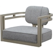 Swivel Metal Dining Caster Chair - Madir - Hemsath Slate Fabric - Beige Frame