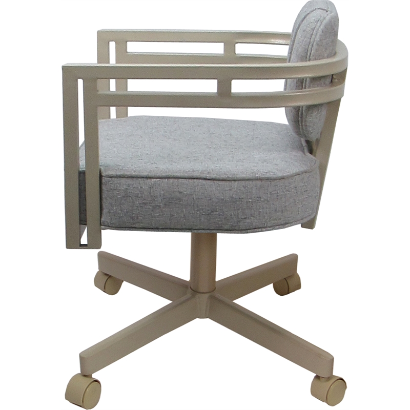 Swivel Metal Dining Caster Chair - Madir - Hemsath Slate Fabric - Beige Frame