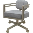 Swivel Metal Dining Caster Chair - Madir - Hemsath Slate Fabric - Beige Frame