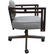 Swivel Metal Dining Caster Chair - Madir - Hemsath Slate Fabric - Brown Frame