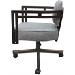 Swivel Metal Dining Caster Chair - Madir - Hemsath Slate Fabric - Brown Frame
