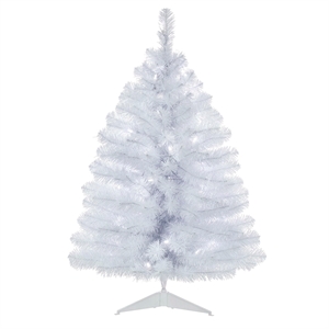 Vickerman 36&quot Plastic Spruce Artificial Christmas Tree with LED Lights in White
