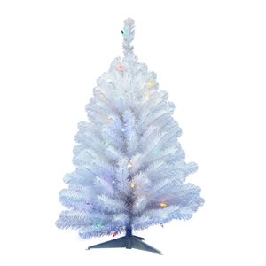 Vickerman 36&quot Spruce Multi-Color LED Artificial Christmas Tree in White