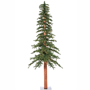 Vickerman 84&quot Natural Alpine Artificial Christmas Tree with LED Lights in Green