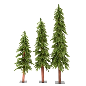 Vickerman 4/5/6' Plastic Natural Alpine Artificial Christmas Tree Set in Green