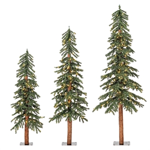 Vickerman 4/5/6' Natural Alpine Artificial Christmas Trees in Green (Set of 3)