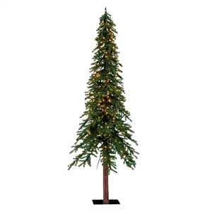 Vickerman 96&quot Natural Alpine Artificial Christmas Tree with LED Lights in Green