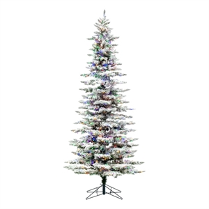 Vickerman 108&quot Utica Fir Slim Multi-Color LED Artificial Christmas Tree in White
