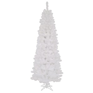 Vickerman 90&quot Salem Pencil Pine Clear Lights Artificial Christmas Tree in White