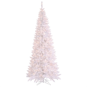 Vickerman 120&quot Plastic Fir Slim Dura-lit LED Artificial Christmas Tree in White