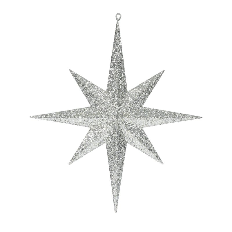 Vickerman Glitter Bethlehem Star Christmas Ornament in Champagne Silver