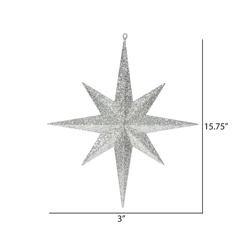 Vickerman Glitter Bethlehem Star Christmas Ornament in Champagne Silver