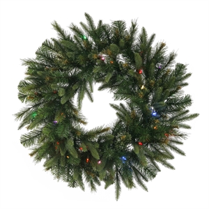 Vickerman 72&quot Cashmere Artificial Christmas Wreath with Multi-Color LED in Green