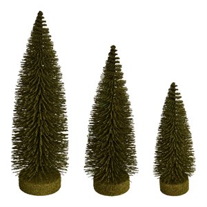 Vickerman 7&quot-9&quot-11&quot Oval Artificial Christmas Trees in Green (Set of 3)