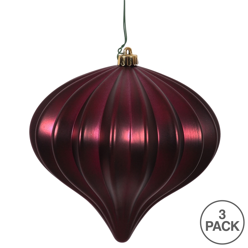 Vickerman UV Treated Onion Christmas Ornaments in Matte Wine Red (Set of 3)