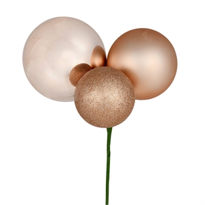 Vickerman 18&quot Plastic Ball Ornament Christmas Picks in Mocha Brown (Set of 2)