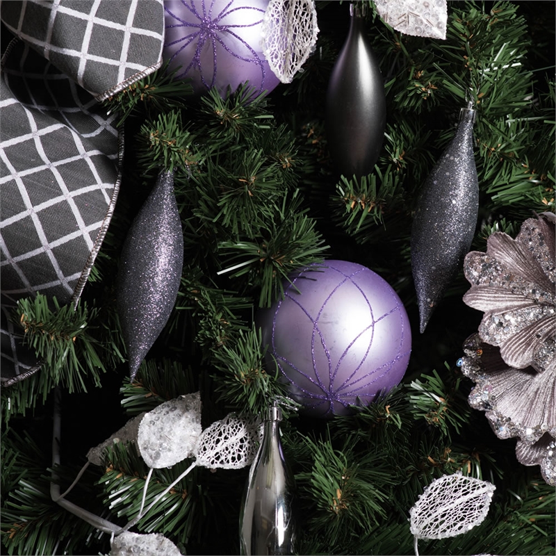 Vickerman 4-Finish Finial Drop Christmas Ornaments in Pewter (Set of 8)