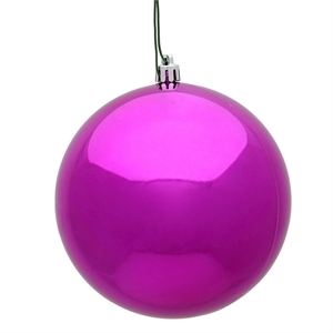 Vickerman 12&quot Contemporary Plastic Ball Ornament in Shiny Fuchsia Pink