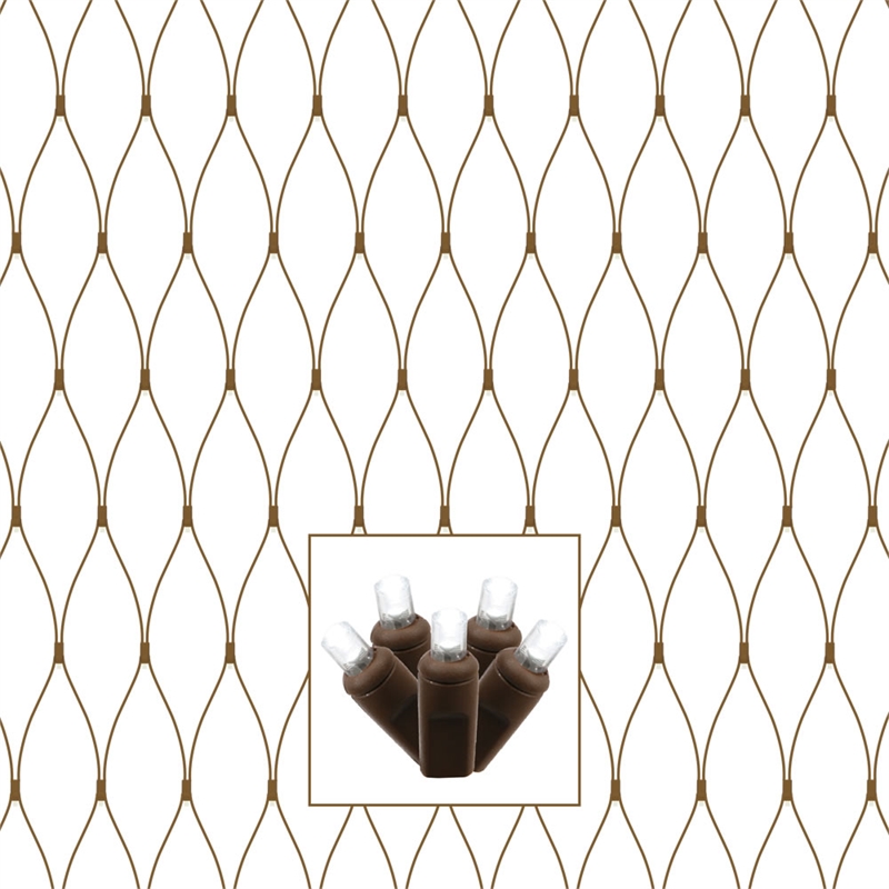 Vickerman 150 Wide Angle LED Brown Wire Christmas Net Light Set in Pure White