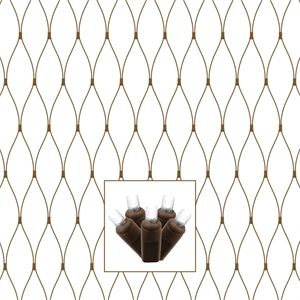 Vickerman 150 Wide Angle LED Brown Wire Christmas Net Light Set in Pure White