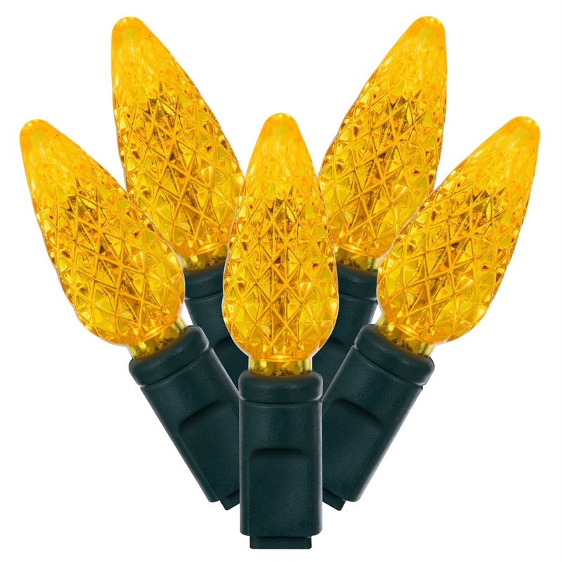 Vickerman 25' Color Box Single  C6 LED Christmas Light Set in Yellow