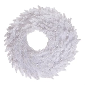 Vickerman 30&quot Plastic Fir Artificial Christmas Wreath in White