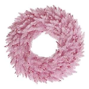 Vickerman 36&quot Plastic Fir Artificial Christmas Wreath in Pink