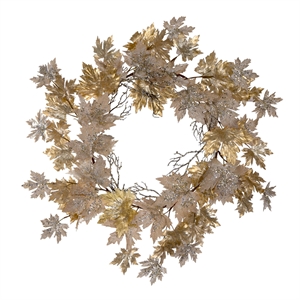 Vickerman 30&quot Maple Leaf Artificial Christmas Wreath in Champagne Gold