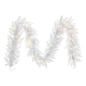 Vickerman 9'x14&quot Spruce LED Artificial Christmas Garland in Sparkle White