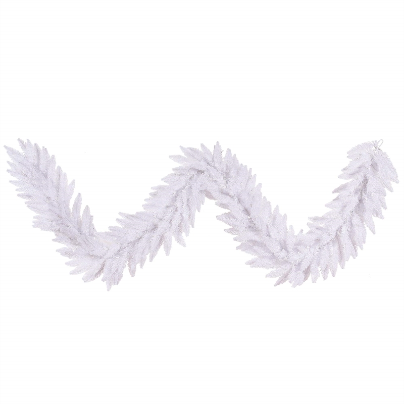 Vickerman 9' Plastic Fir Artificial Christmas Garland in White