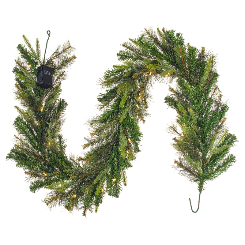Vickerman 6' Cashmere Battery Operated LED Artificial Christmas Garland in Green