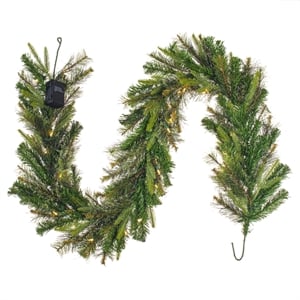 Vickerman 6' Cashmere Battery Operated LED Artificial Christmas Garland in Green