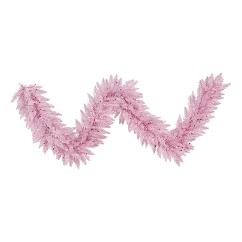 Vickerman 9' Plastic Fir Artificial Christmas Garland in Pink