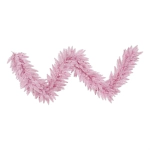 Vickerman 9' Plastic Fir Artificial Christmas Garland in Pink