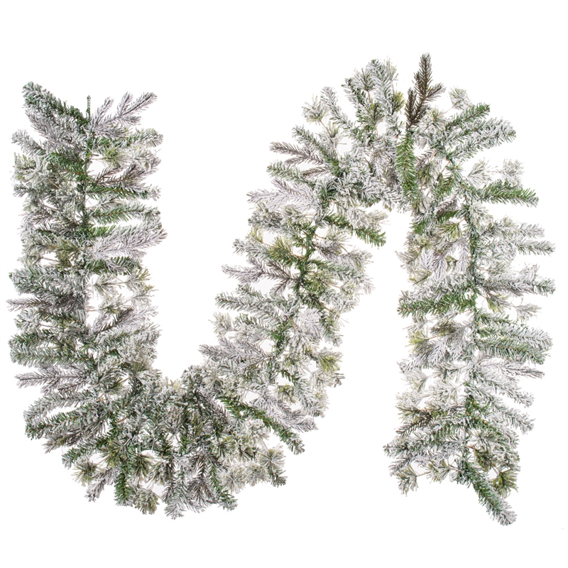 Vickerman 9' Kiana Artificial Christmas Garland in Flocked White/Green