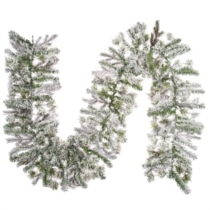 Vickerman 9' Kiana Artificial Christmas Garland in Flocked White/Green