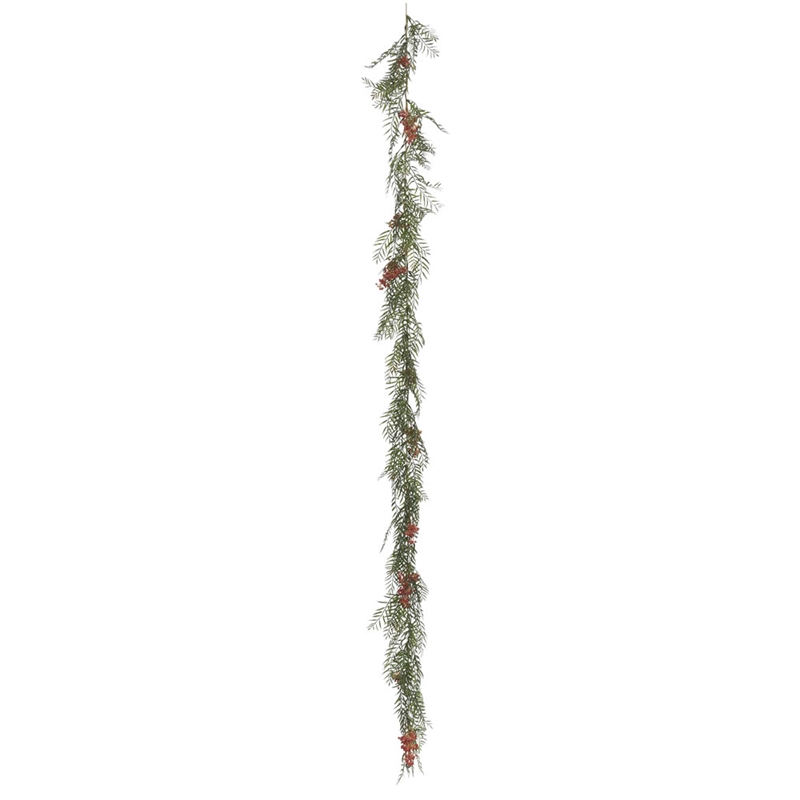Vickerman 6' Fabric Artificial Brazil Berry and Leaf Garland in Green