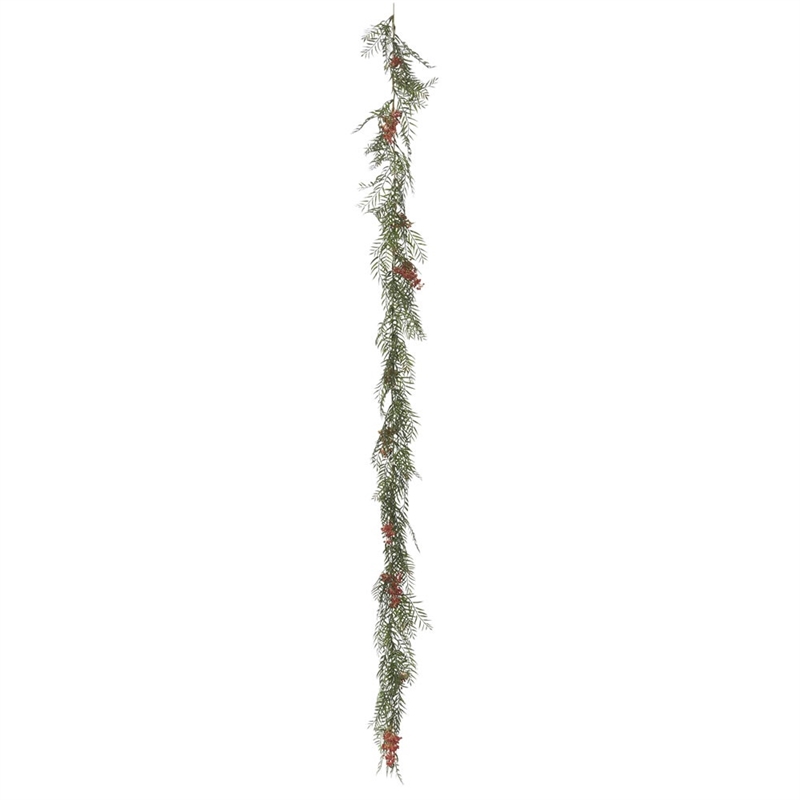 Vickerman 6' Fabric Artificial Brazil Berry and Leaf Garland in Green