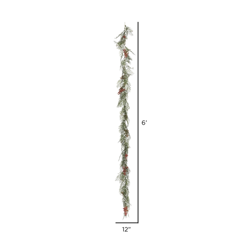 Vickerman 6' Fabric Artificial Brazil Berry and Leaf Garland in Green