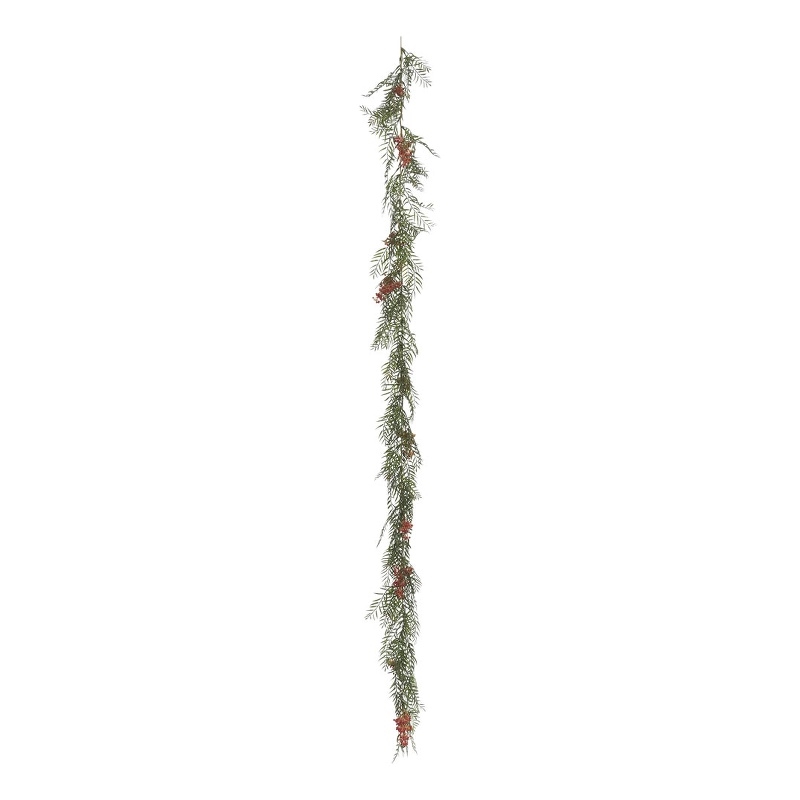 Vickerman 6' Fabric Artificial Brazil Berry and Leaf Garland in Green