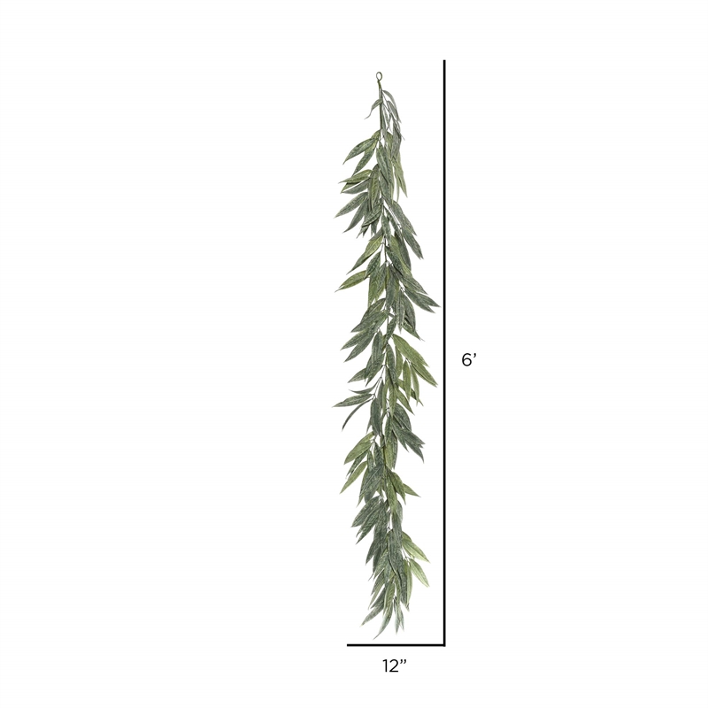 Vickerman 6' Plastic Artificial Muddy White Willow Garland in Green