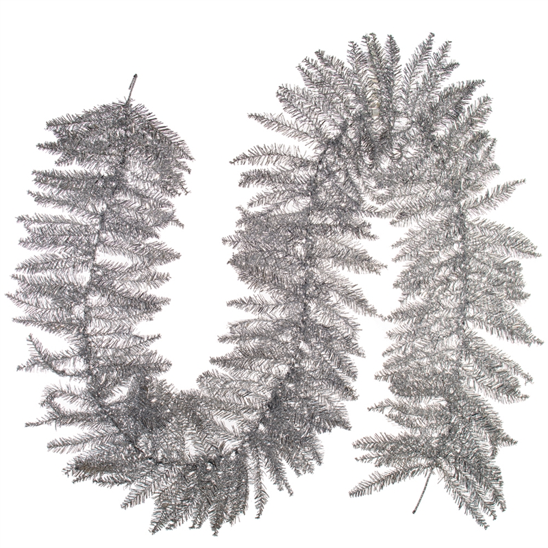 Vickerman 9' Plastic 250 Tips Artificial Christmas Garland in Silver