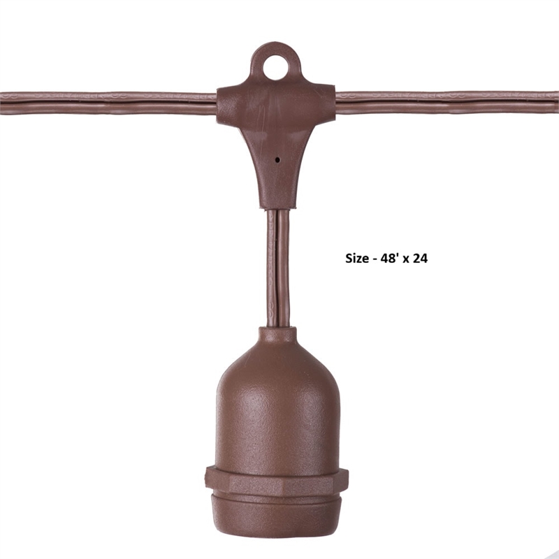 Vickerman Plastic 24 Medium Base E26 Socket Set with Wire in Brown