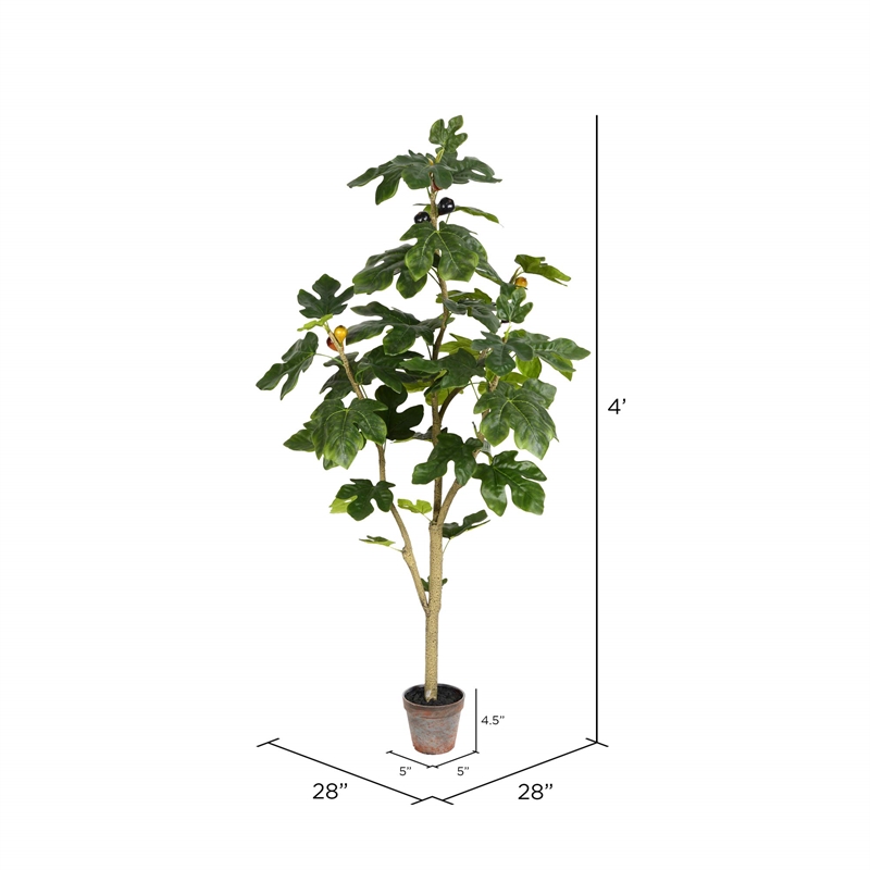 Vickerman 4' Contemporary Fabric Artificial Potted Fig Tree in Green
