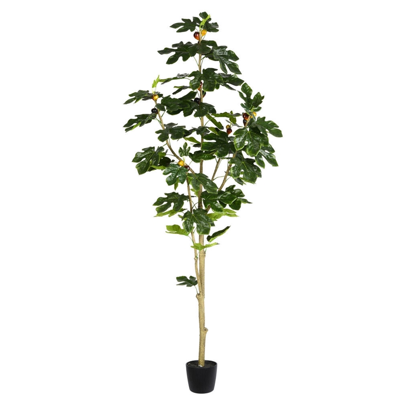 Vickerman 6' Contemporary Fabric Artificial Potted Fig Tree in Green