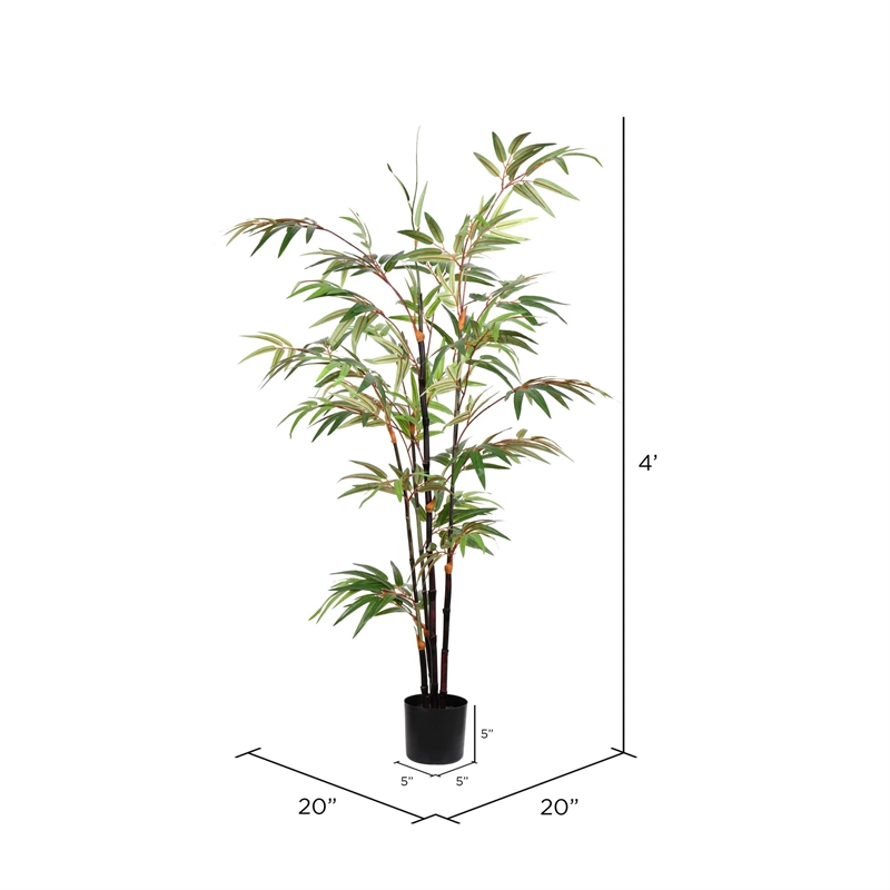 Vickerman 4' Artificial Potted Black Japanese Bamboo Tree.
