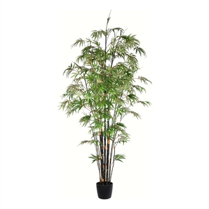 Vickerman 8' Fabric Artificial Potted Japanese Bamboo Tree in Green