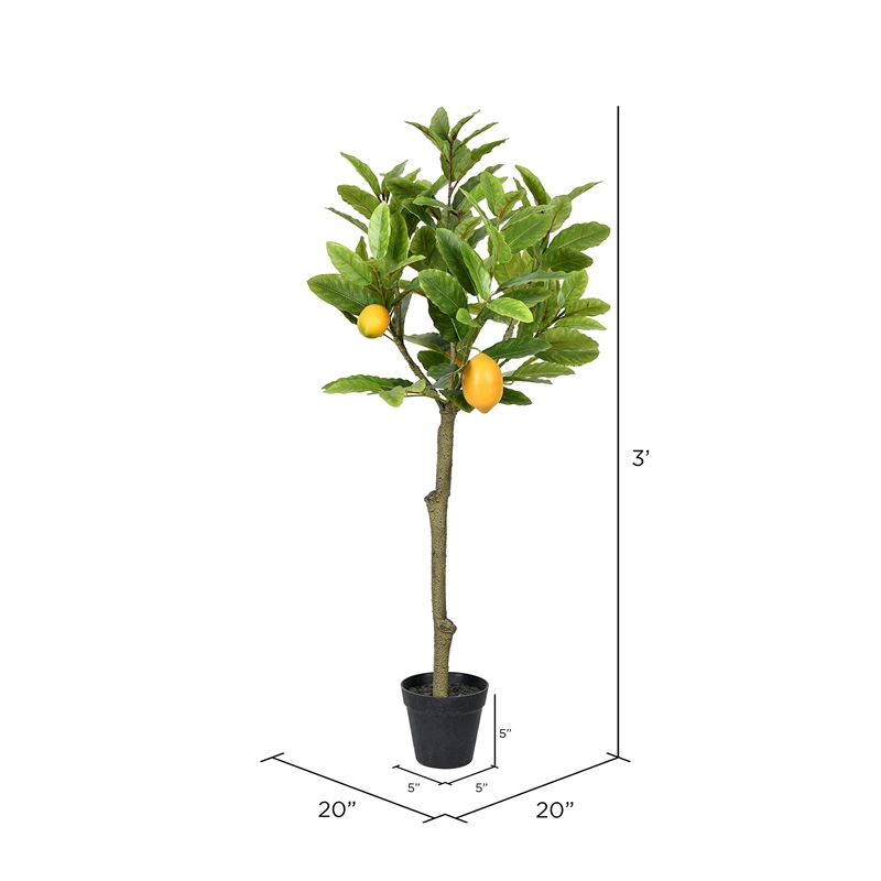 Vickerman 3' Artificial Green and Yellow Lemon Tree in Pot.