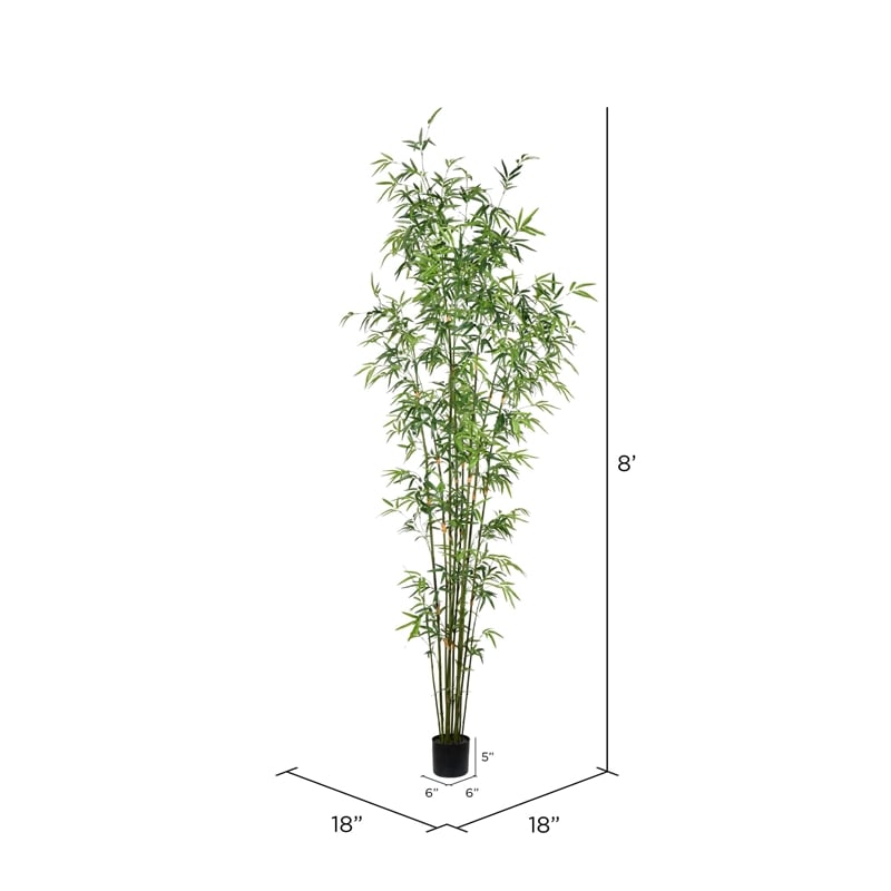 Vickerman 8' Contemporary Fabric Artificial Potted Mini Bamboo Tree in Green