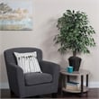Vickerman 4' Artificial Variegated Ficus Bush with Rattan Basket in Green/White